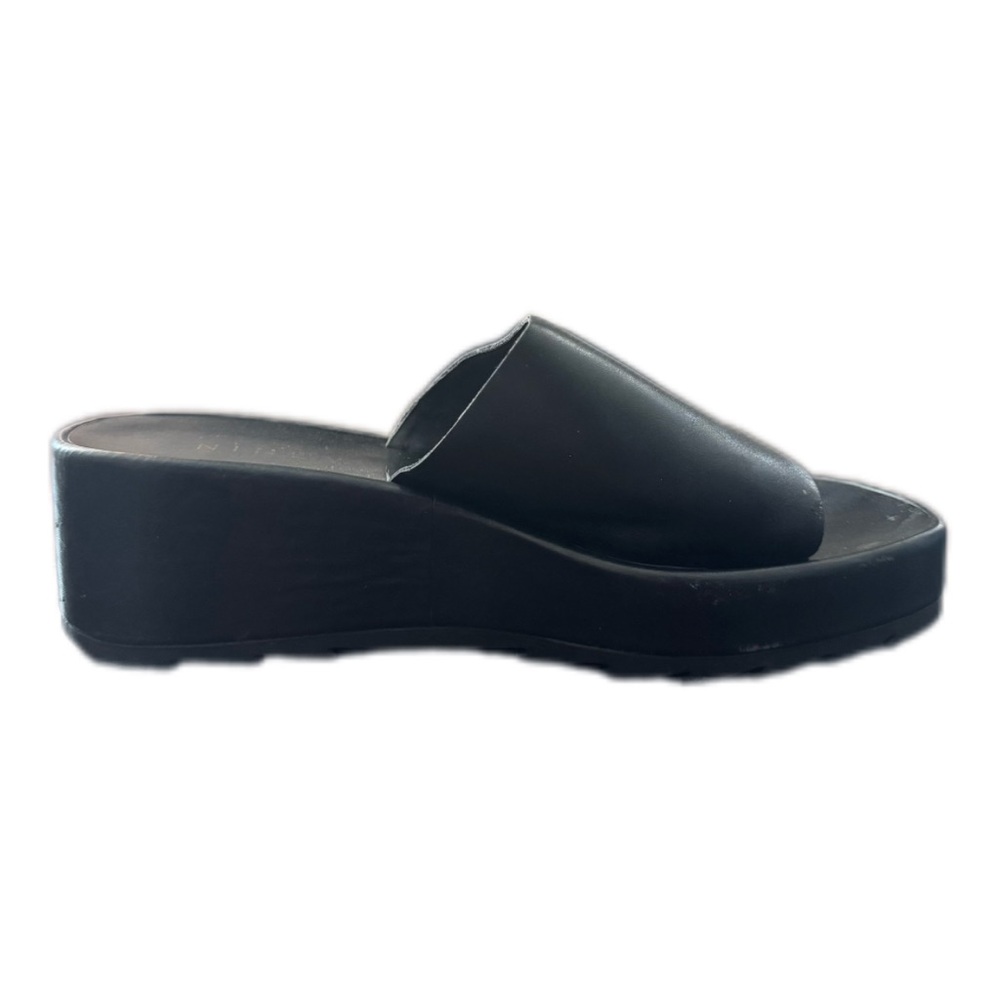 Nine West Black Mule Sandals Women’s 7.5 M Open Back Slip-On Heels